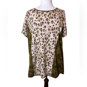 Logo by Goldsmith Tunic Size 1X Leopard Floral Print  Brown Pink  Safari